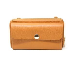 LEATHER WALLET W/CROSSBODY BAG BY GERMAN FUENTES camel NWT purse minimalist #